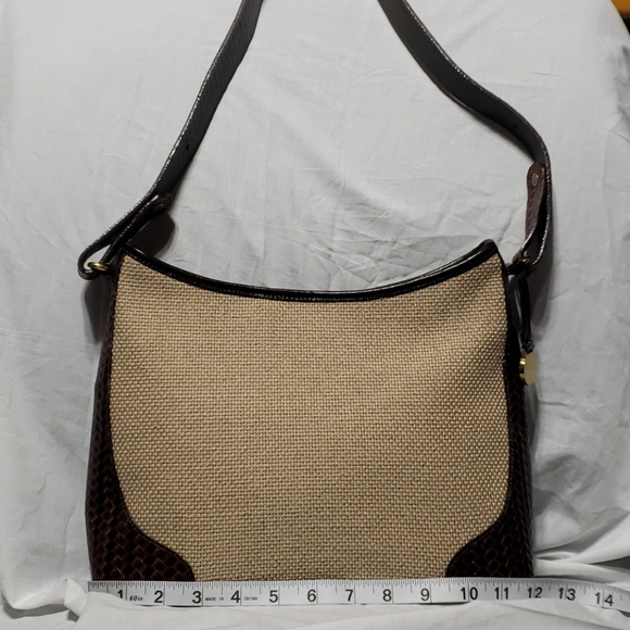 Brahmin Handbags - Brahmin tan canvas leather embossed shoulder bag